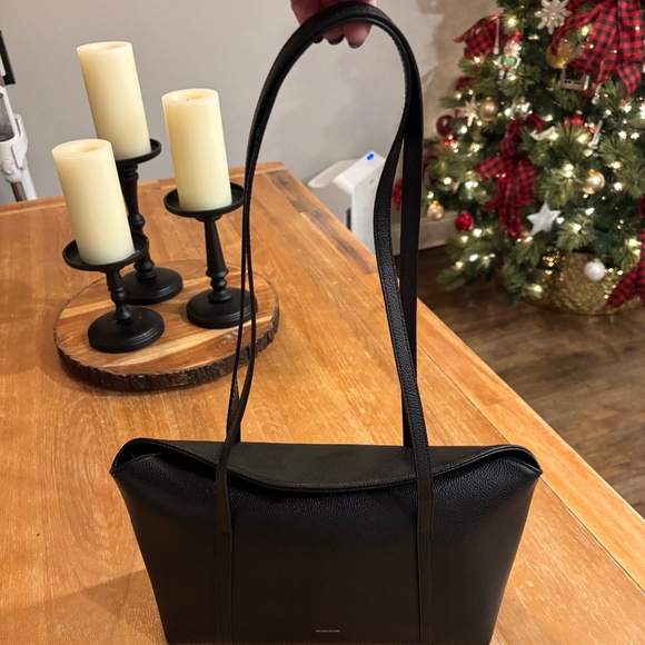 Monorow Sara Black Leather East West Shoulder Bag - Picture 9 of 14
